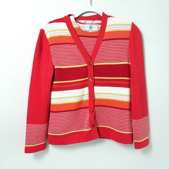 St John Sport Cardigan Tank Set Size S P Multicolor Striped Button Up Marie Gray - Picture 1 of 14